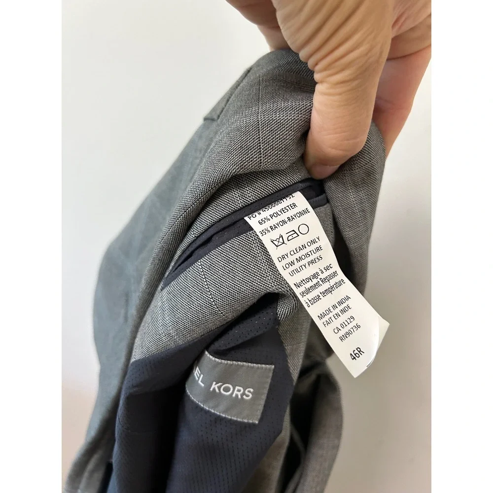 Michael Kors Mens Grey Glen Plaid Two Button Blazer Sport Coat Jacket 46R